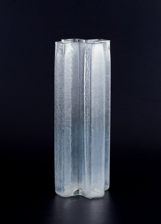 Bodil Kjær for Gullaskruf, Sweden. "Cross" vase in clear art glass.