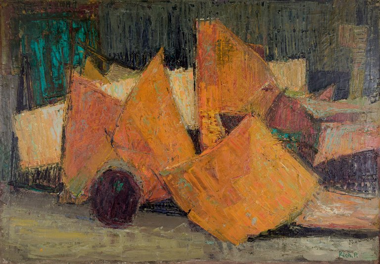 Richard Vilhelm Petersen, Danish artist. Oil on canvas.Abstract composition.