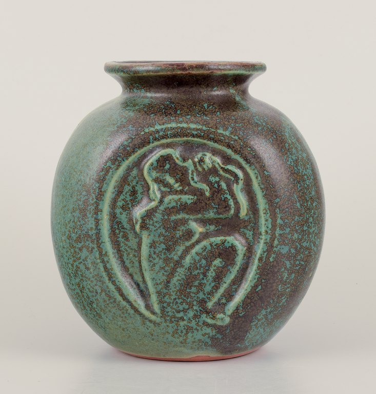 Arne Bang, Denmark. Own workshop. Large rare ceramic vase.