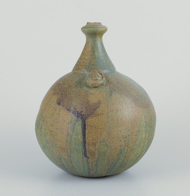 Rolf Fagerberg, Swedish ceramicist. Large round unique ceramic vase.