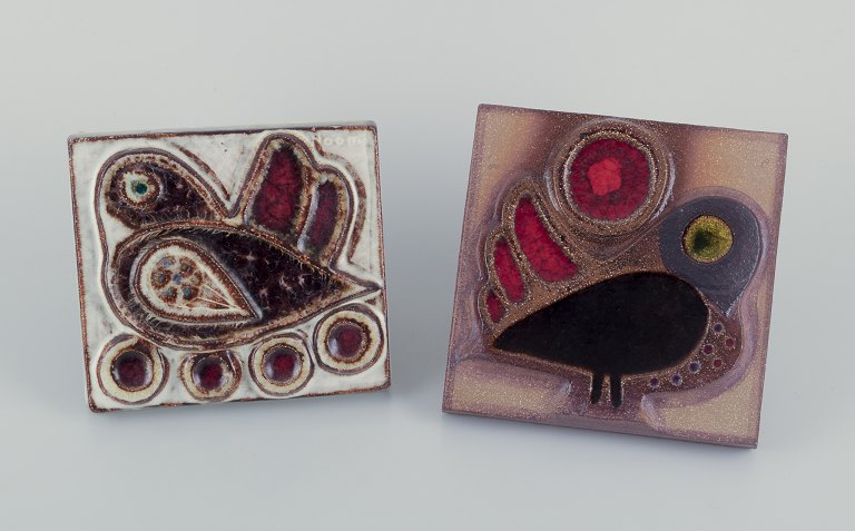 Søholm, Bornholm.Two retro ceramic reliefs.