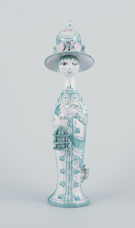 Bjørn Wiinblad, unique ceramic figurine. ‘Spring’ in green from “The Four Seasons”.