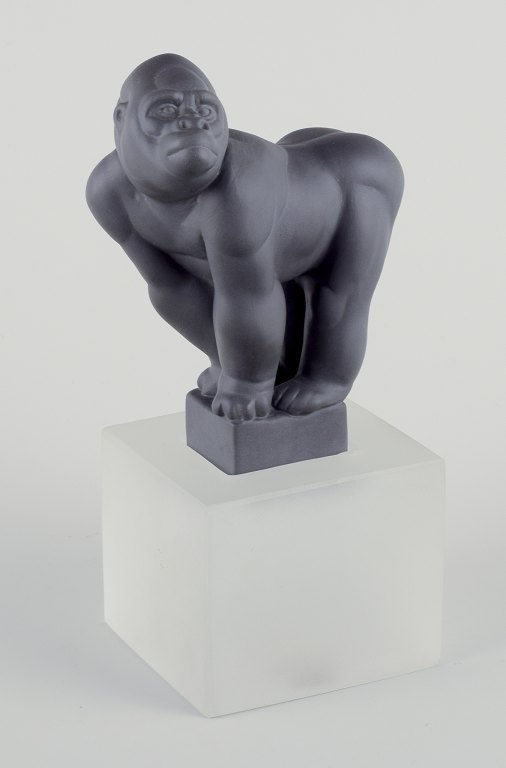 Pia Langelund for Royal Copenhagen. Figure of a gorilla in bisquit.