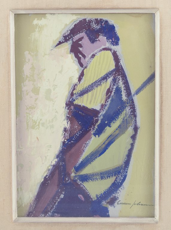 Gunnar Johansson.
Gouache. Mandsportræt.
