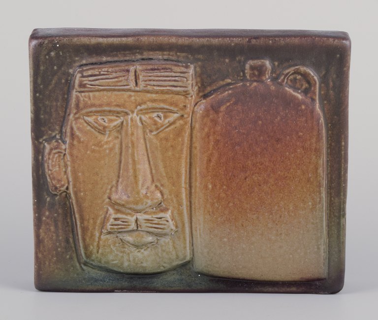 Åke Holm, Swedish ceramist. Own studio.Unique wall relief in terracotta.