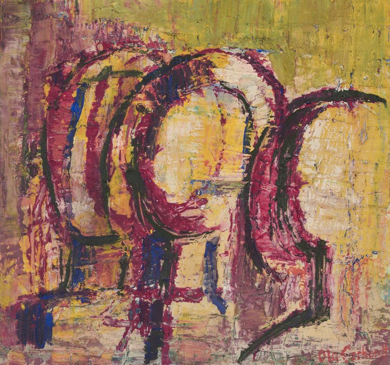 Ola Gerhardt, Swedish artist.
Oil on wood.
Abstract composition.