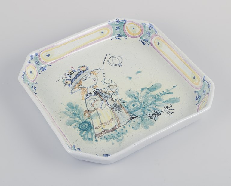 Bjørn Wiinblad for Det Blå Hus.
Unika ottekantet fad/vægrelief i keramik.