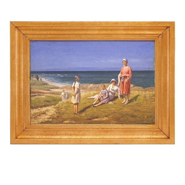 N. F. Schiøttz-Jensen, 1855-1941, oil on canvas. The beach at Lønstrup. Signed 
and dated 1920. Visible size: 37x55cm. With frame: 54x72cm