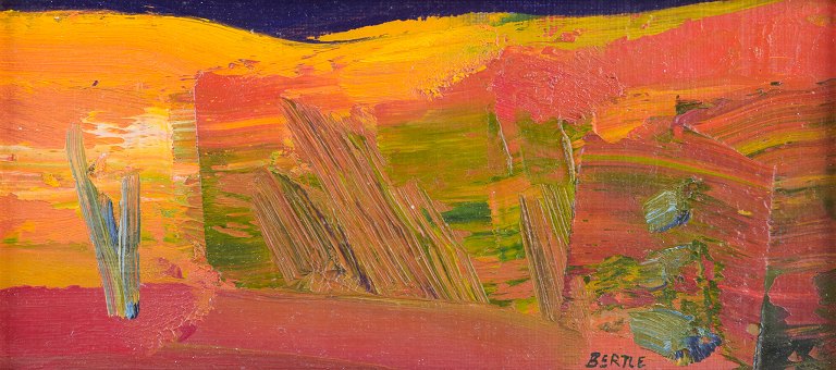 Lars Bertle, Svensk kunstner.Olie på plade.Abstrakt komposition.