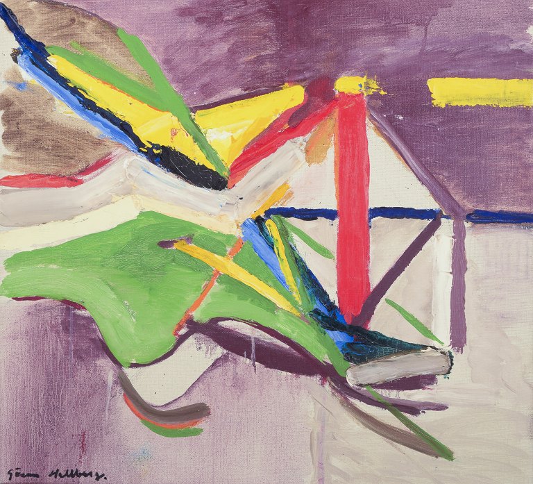 Göran Hellberg, svensk kunstner.
Olie på lærred.
Abstrakt komposition.