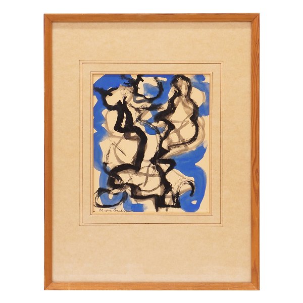 Mogens Andersen, 1916-2003, composition. Mixed media, paper. Signed. Visible 
size: 40x29,5cm. With frame: 58x46cm