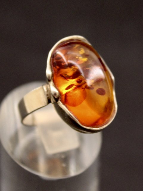 Sterling silver ring with amber