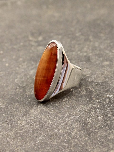 Sterling silver ring with amber