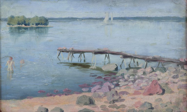 Garibaldi Lindberg (1863–1957), listed Swedish artist.
Oil on canvas mounted on painting board.
