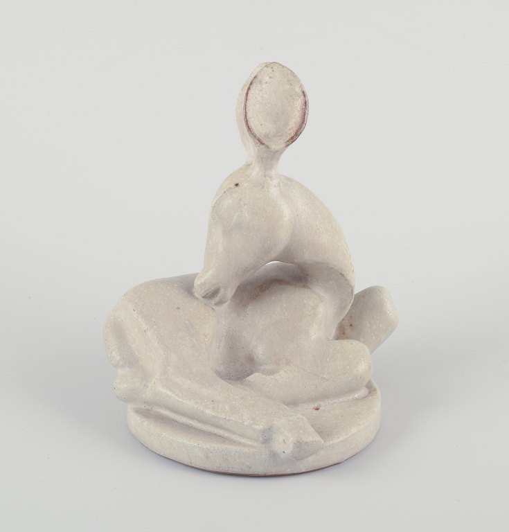 Arne Bang (1901-1983), ceramic sculpture of a fawn.