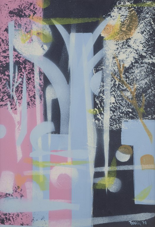 Gunnar Fohlin (born 1924), Swedish artist.
Oil on canvas. Abstract composition.