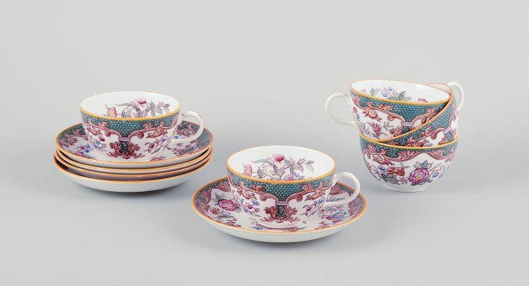 Rörstrand, Sweden. A set of five "Formosa" coffee cups with saucers in faience.