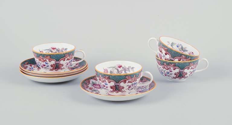 Rörstrand, Sweden. A set of four "Formosa" coffee cups with saucers in faience.