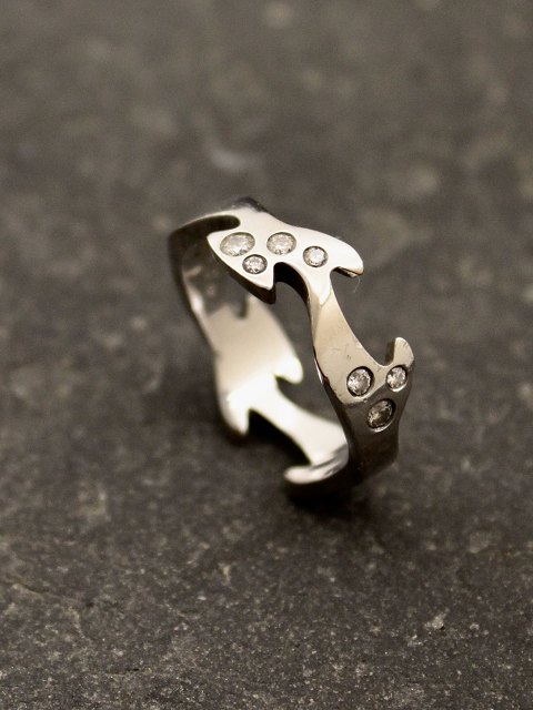 Georg Jensen 18 karat hvidguld ring med brillanter