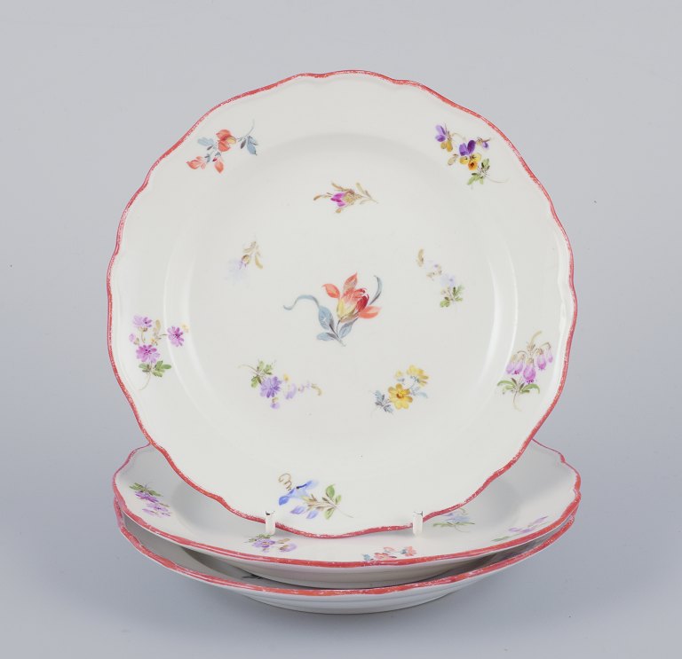 Meissen, Germany.A set of three small antique porcelain plates.