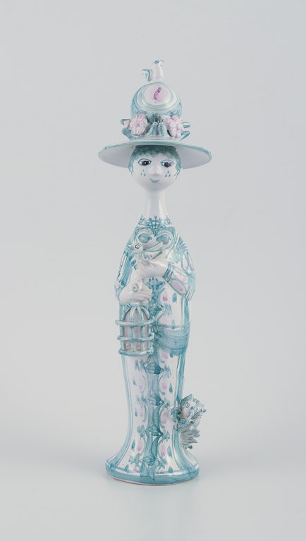 Bjørn Wiinblad (1918-2006), unique ceramic figure.
‘Spring’ in green from ‘The Seasons’.