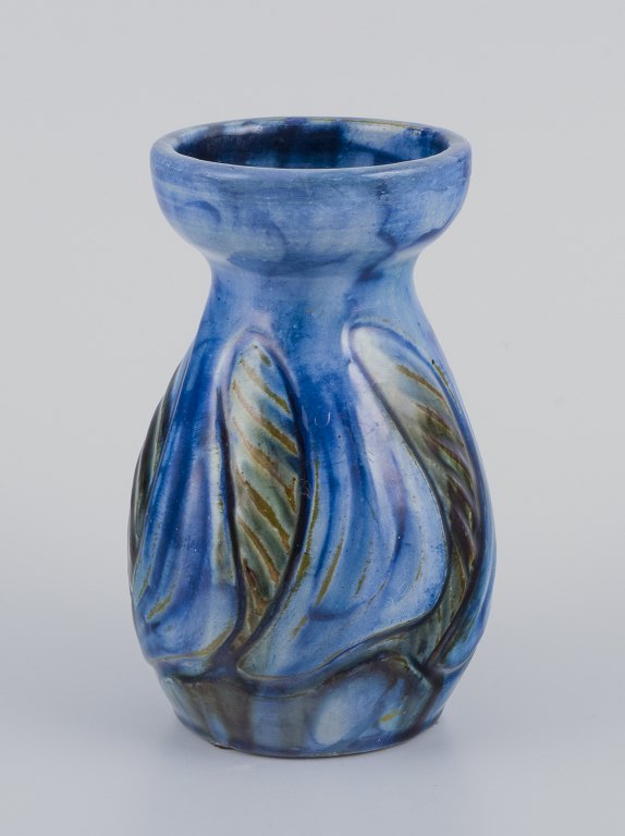 Møller & Bøgely. Unique Art Nouveau vase in glazed ceramic.