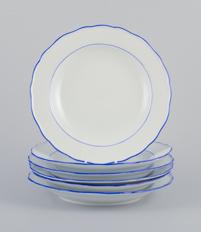 Meissen, Tyskland. Et sæt på seks middagstallerkener.