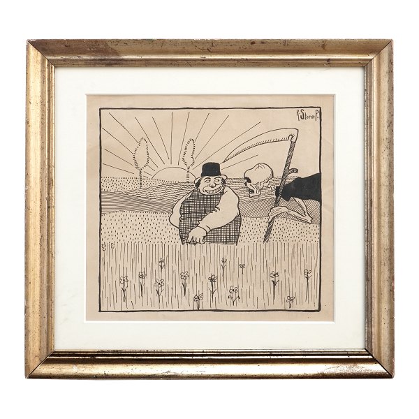 Robert Storm Petersen, 1882-1949, drawing. Signed. Visible size: 23,5x25,5cm. 
With frame: 35x37,5cm