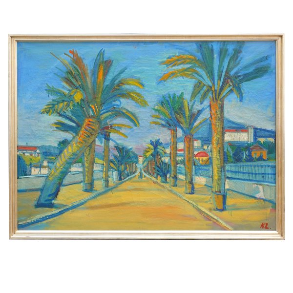 Karl Larsen, 1897-1977, oil on canvas. City, France. Signed. Visible size: 
96x128cm. With frame: 105x137cm