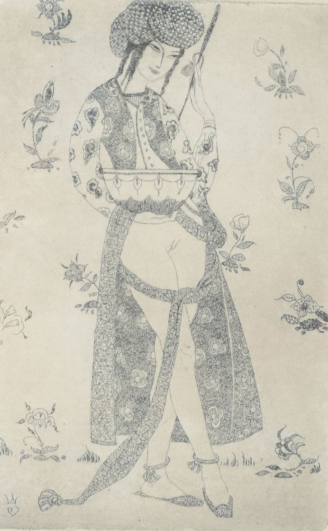 Gerhard Henning, Denmark.
Figure in Oriental costume, etching, 1914.