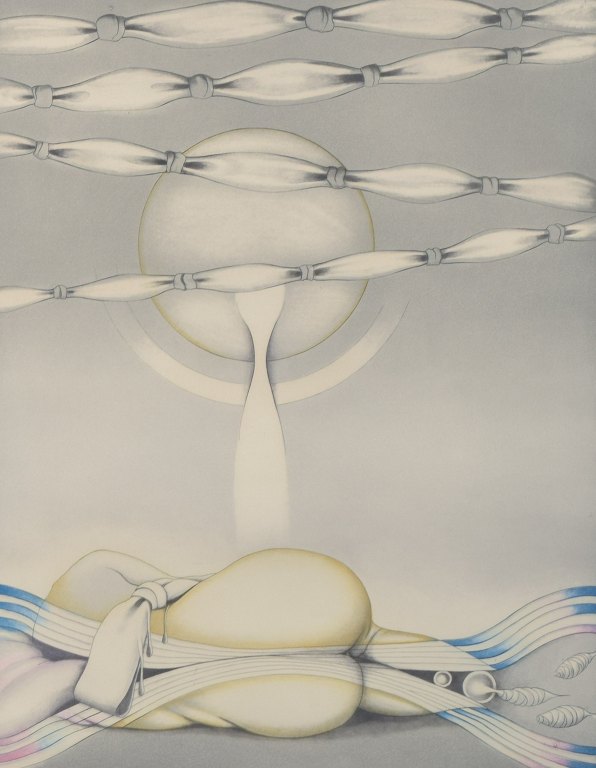 Bert Johnny Nilsson, Sverige, 1976.
Farveætsning med surrealistiske former.