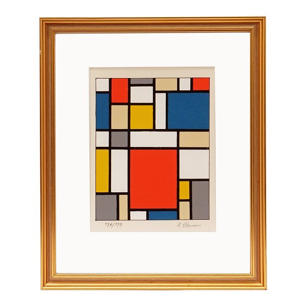 Franciska Clausen, 1899-1986, serigrafi i farver. Nummer 176/199. Signeret. 
Lysmål: 27x20cm. Med ramme: 42x35cm