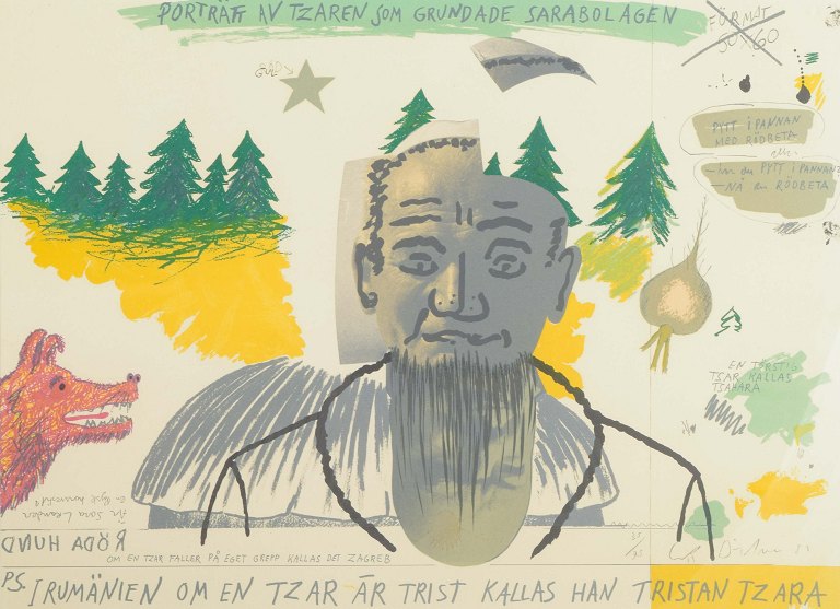 Erik Dietman
Lithograph titled “Tzar Tristan”.