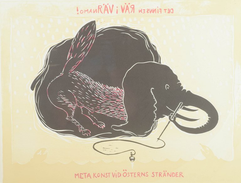 Erik Dietman
Litografi med motiv af rævekrop med elefanthoved.