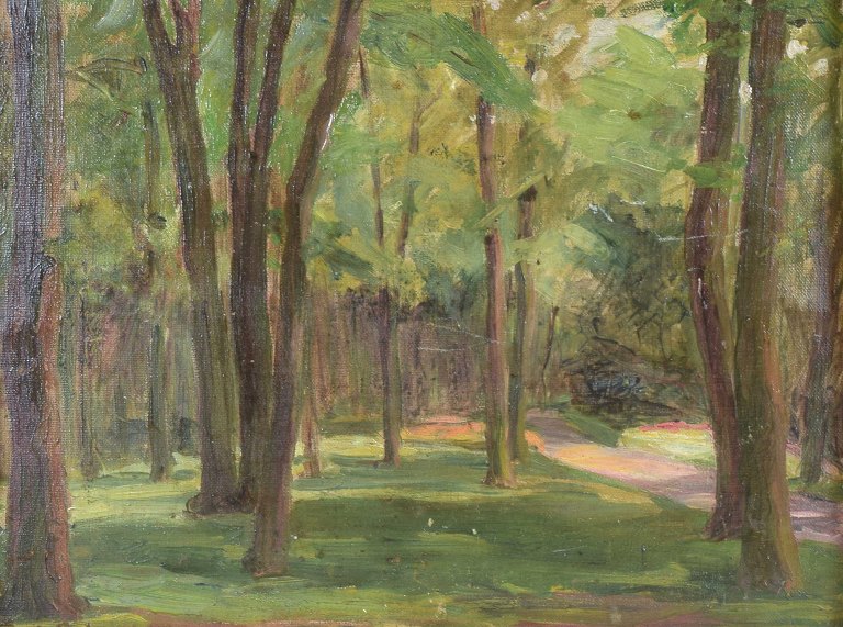 French artist.Forest Scene from Toulon.Oil on canvas.