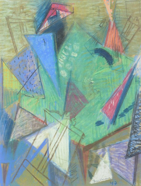 Bertil Wahlberg (1923–1980)
Konkret kunst.
Pastel på papir bag glas.