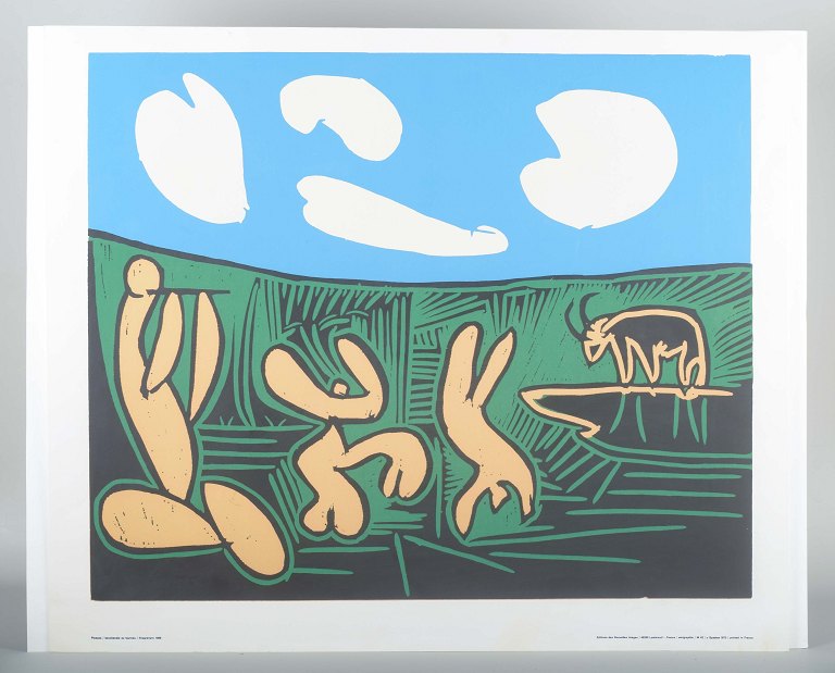 Pablo Picasso“Bacchanale au taureau”.Linoleum cut, 1960.