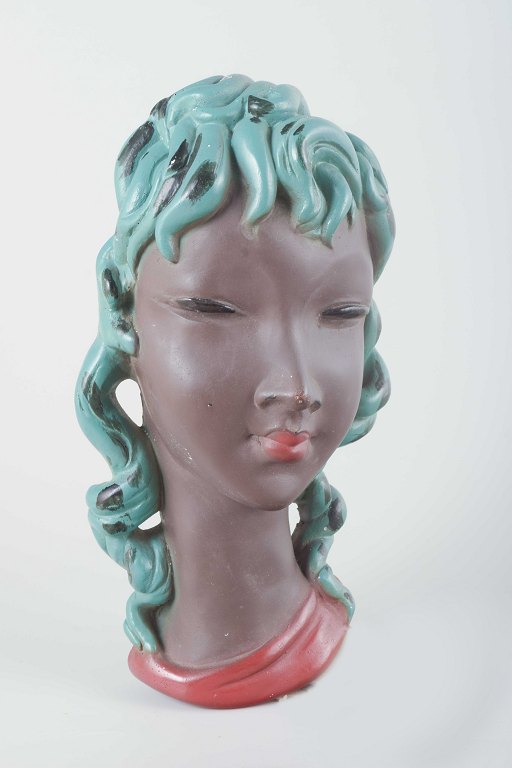 Gino MancaCeramic bust, mid-20th century.
