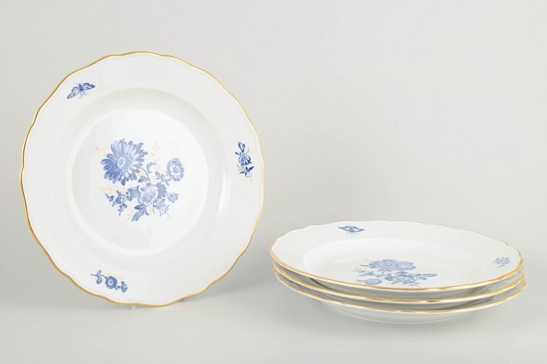 Meissen4 middagstallerkener, tidligt 1900-tal.