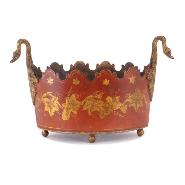 Gilt and red decorated planter / jardiniere. France circa 1840. H: 19cm. L: 31cm