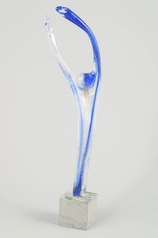 Lena Olsson, Sweden.Glass sculpture on marble base, late 20th century.