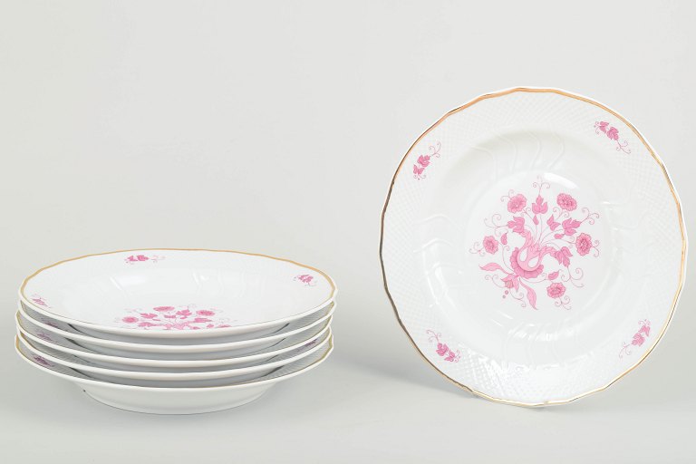 Hollóháza Porcelain Manufactory.Six deep plates, mid 20th century.