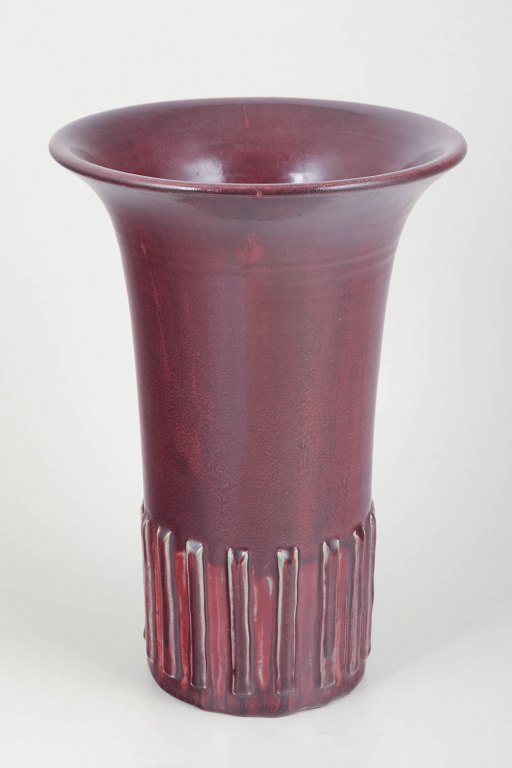 Thorkild Olsen for Royal CopenhagenVery large stoneware vase with oxblood glaze, dated 4-3-1933.