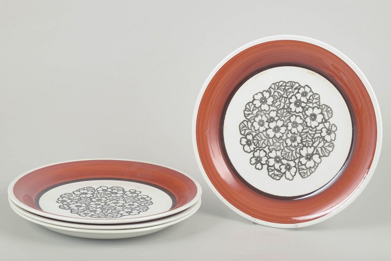 Gefle Stoneware“Agneta” dinner Plates, set of 4, 1970s.