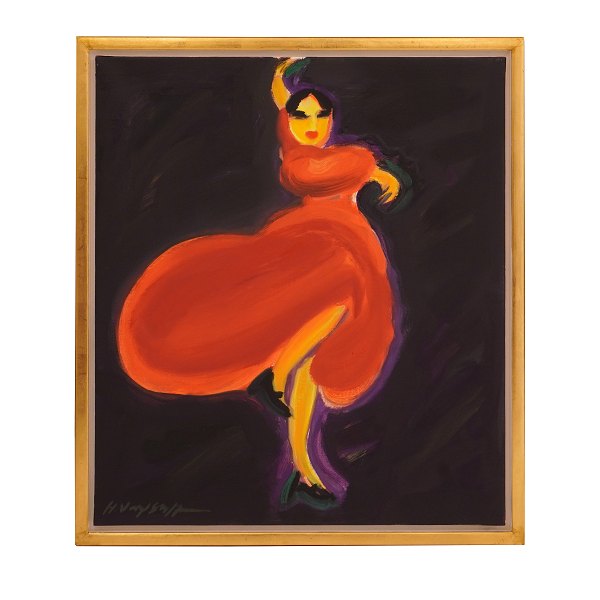 Hans Voigt Steffensen, g. 1941, Öl auf Leinen. "Flamenco". Signiert und daiert 2004. Lichtmasse: 70x60cm. Mit Rahmen: 76x66cm