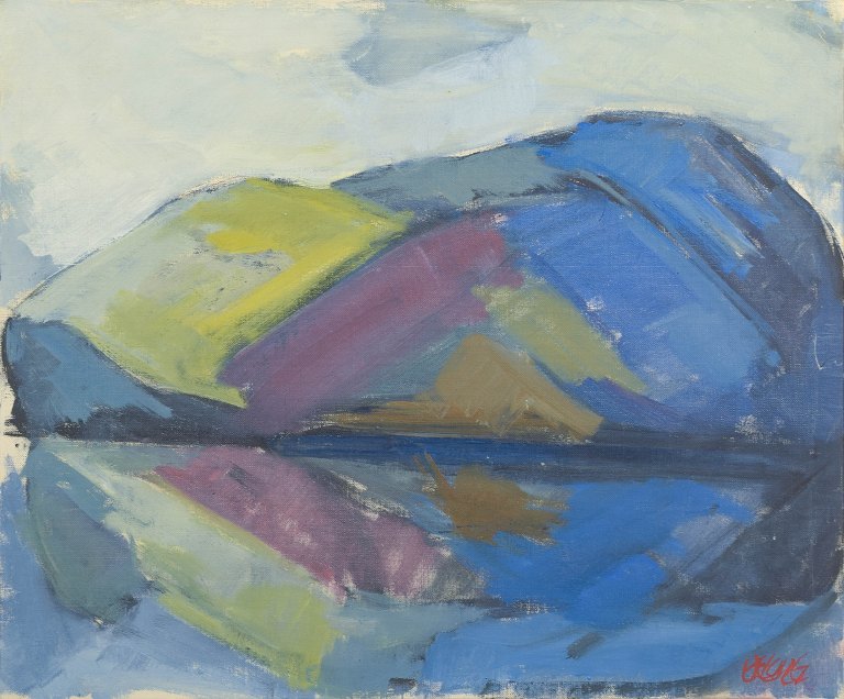 Stig Delang, oliemaleri på lærred, svensk kunstner.