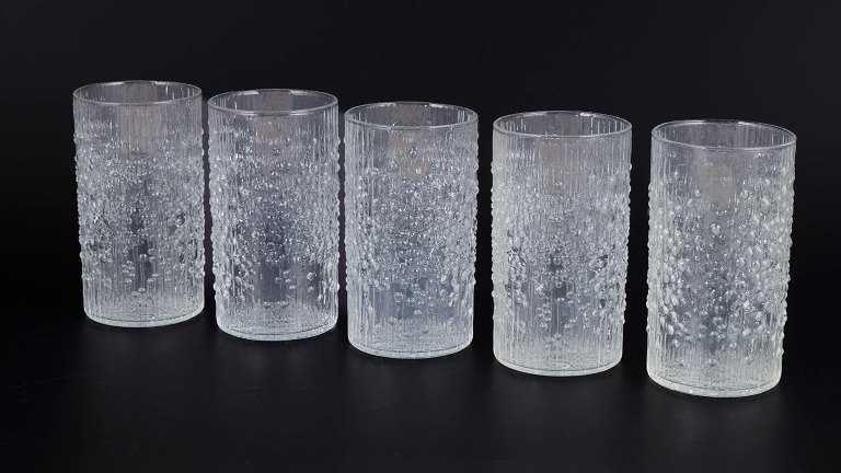 Tapio Wirkkala for Iittala, set of five drinking glasses Hopla series.