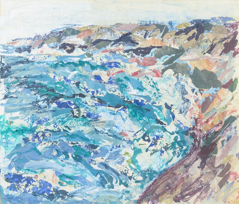 GÖSTA Alm, mixed media på plade, listet svensk billedkunstner.