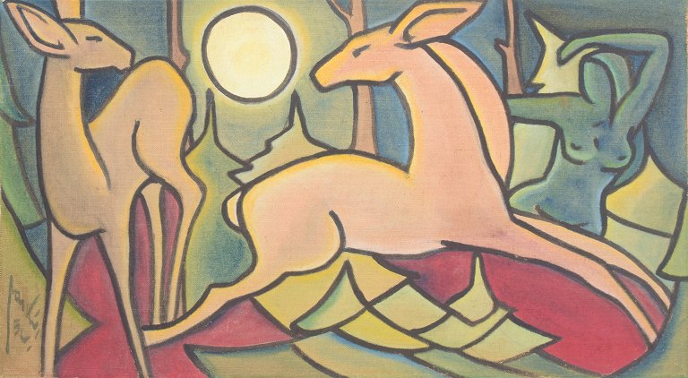 Walter Praski, olie på plade, svensk billedkunstner.