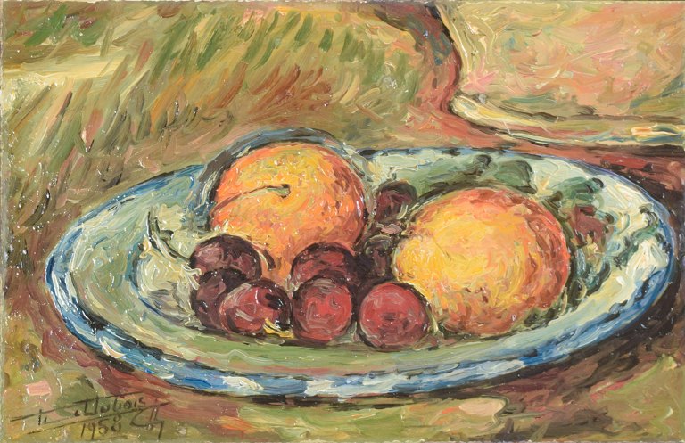 Fransk kunstner, olie på plade, signeret utydeligt, 1958.